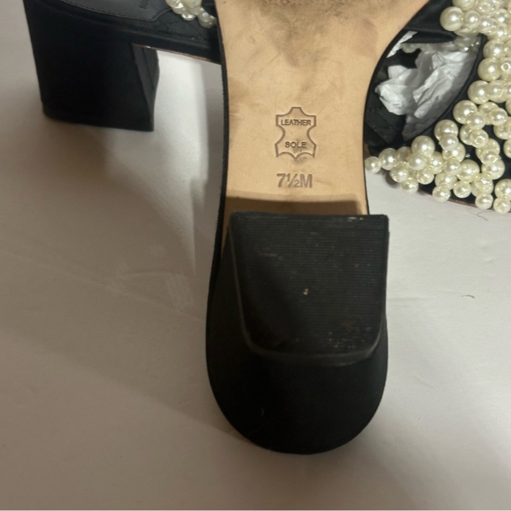 Tory Burch Tatiana Black and White Pearl Sandals - Picture 9 of 10